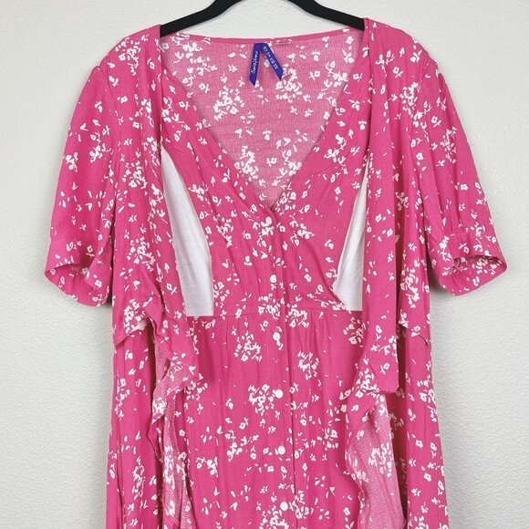 Seraphine Women's 8 Raspberry Sanna Maternity Nursing Midi Dress Viscose Floral - Picture 4 of 16